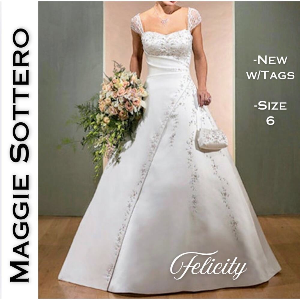 NEW Maggie Sottero Felicity Wedding Dress 6 Ball Gown White Beaded Sweetheart